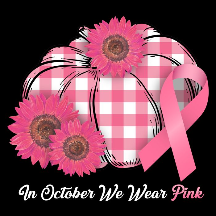 In October We Wear Pink Pumpkin Breast Cancer Plaid Doggie Tank