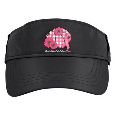 In October We Wear Pink Pumpkin Breast Cancer Plaid Adult Drive Performance Visor