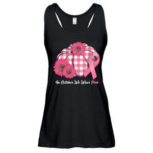 In October We Wear Pink Pumpkin Breast Cancer Plaid Ladies Essential Flowy Tank