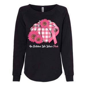 In October We Wear Pink Pumpkin Breast Cancer Plaid Womens California Wash Sweatshirt