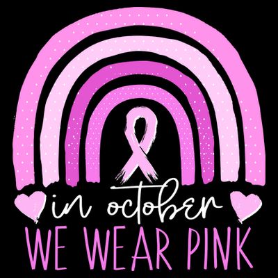 In October We Wear Pink Ribbon Rainbow Breast Cancer Awareness T-Shirt