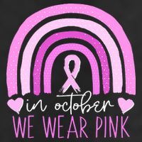In October We Wear Pink Ribbon Rainbow Breast Cancer Awareness Hat