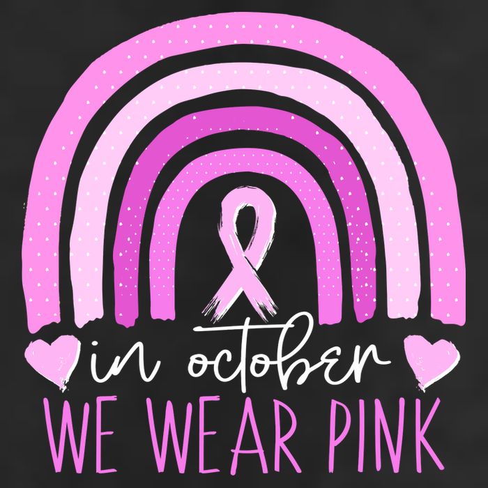 In October We Wear Pink Ribbon Rainbow Breast Cancer Awareness Hat