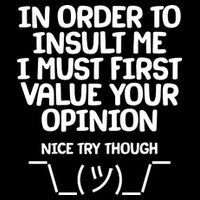 In Order To Insult Me I Must First Value Your Opinion Nice Try Though Cooling Performance Crew T-Shirt