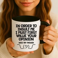 In Order To Insult Me I Must First Value Your Opinion Nice Try Though Mug