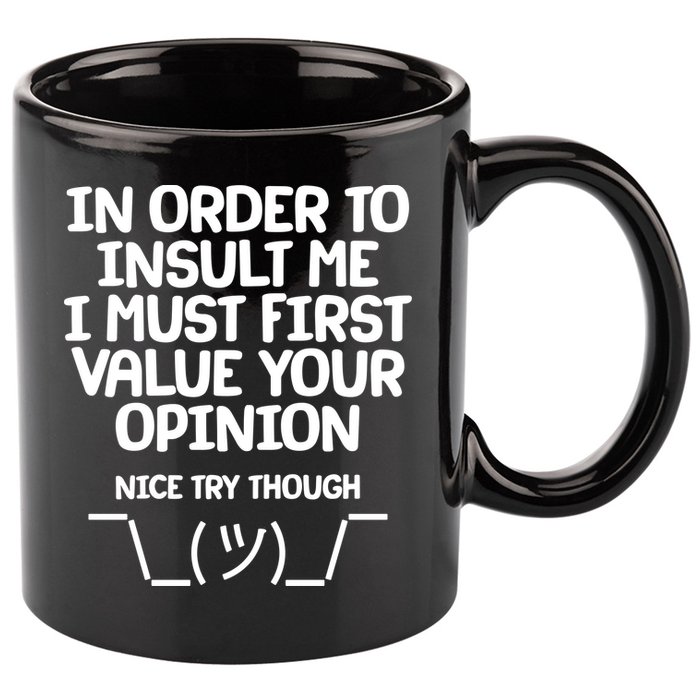 In Order To Insult Me I Must First Value Your Opinion Nice Try Though 11oz C Handle Ceramic Mug