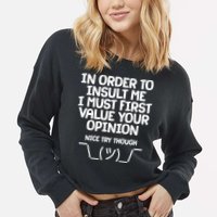 In Order To Insult Me I Must First Value Your Opinion Nice Try Though Cropped Pullover Crew