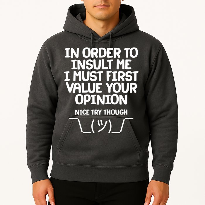 In Order To Insult Me I Must First Value Your Opinion Nice Try Though Hoodie