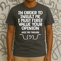 In Order To Insult Me I Must First Value Your Opinion Nice Try Though T-Shirt