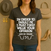 In Order To Insult Me I Must First Value Your Opinion Nice Try Though Women's V-Neck T-Shirt