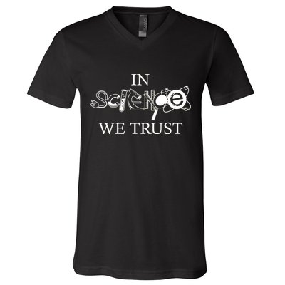 In Science We Trust Cool Science Logos V-Neck T-Shirt