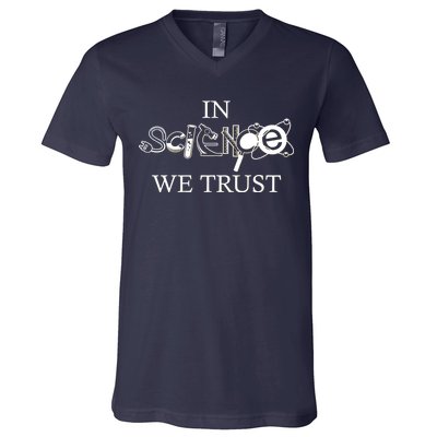 In Science We Trust Cool Science Logos V-Neck T-Shirt