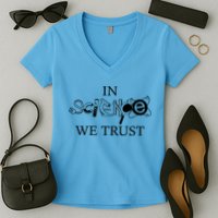 In Science We Trust Cool Science Logos Women's V-Neck T-Shirt