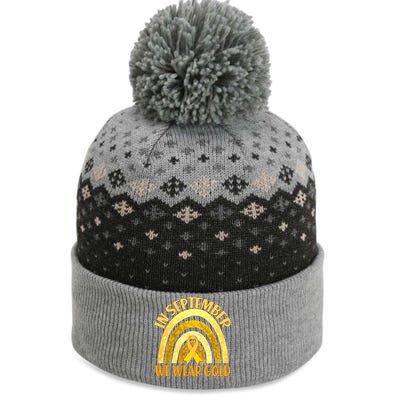 In September We Wear Gold Childhood Cancer Awareness The Baniff Cuffed Pom Beanie