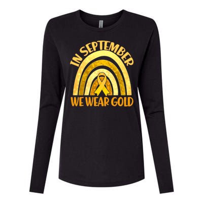 In September We Wear Gold Childhood Cancer Awareness Womens Cotton Relaxed Long Sleeve T-Shirt