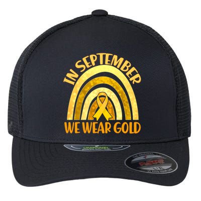 In September We Wear Gold Childhood Cancer Awareness Flexfit Unipanel Trucker Cap