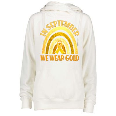 In September We Wear Gold Childhood Cancer Awareness Womens Funnel Neck Pullover Hood