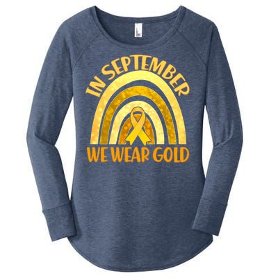 In September We Wear Gold Childhood Cancer Awareness Women's Perfect Tri Tunic Long Sleeve Shirt