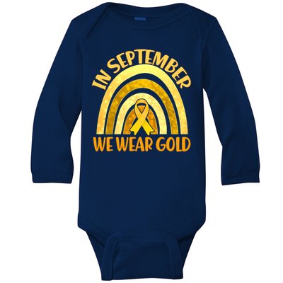 In September We Wear Gold Childhood Cancer Awareness Baby Long Sleeve Bodysuit