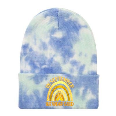 In September We Wear Gold Childhood Cancer Awareness Tie Dye 12in Knit Beanie