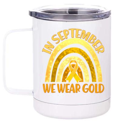 In September We Wear Gold Childhood Cancer Awareness 12 oz Stainless Steel Tumbler Cup