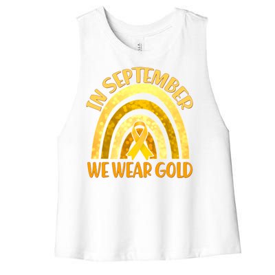 In September We Wear Gold Childhood Cancer Awareness Women's Racerback Cropped Tank