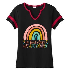 In This Class We Are Family Cute Painted Rainbow Ladies Halftime Notch Neck Tee