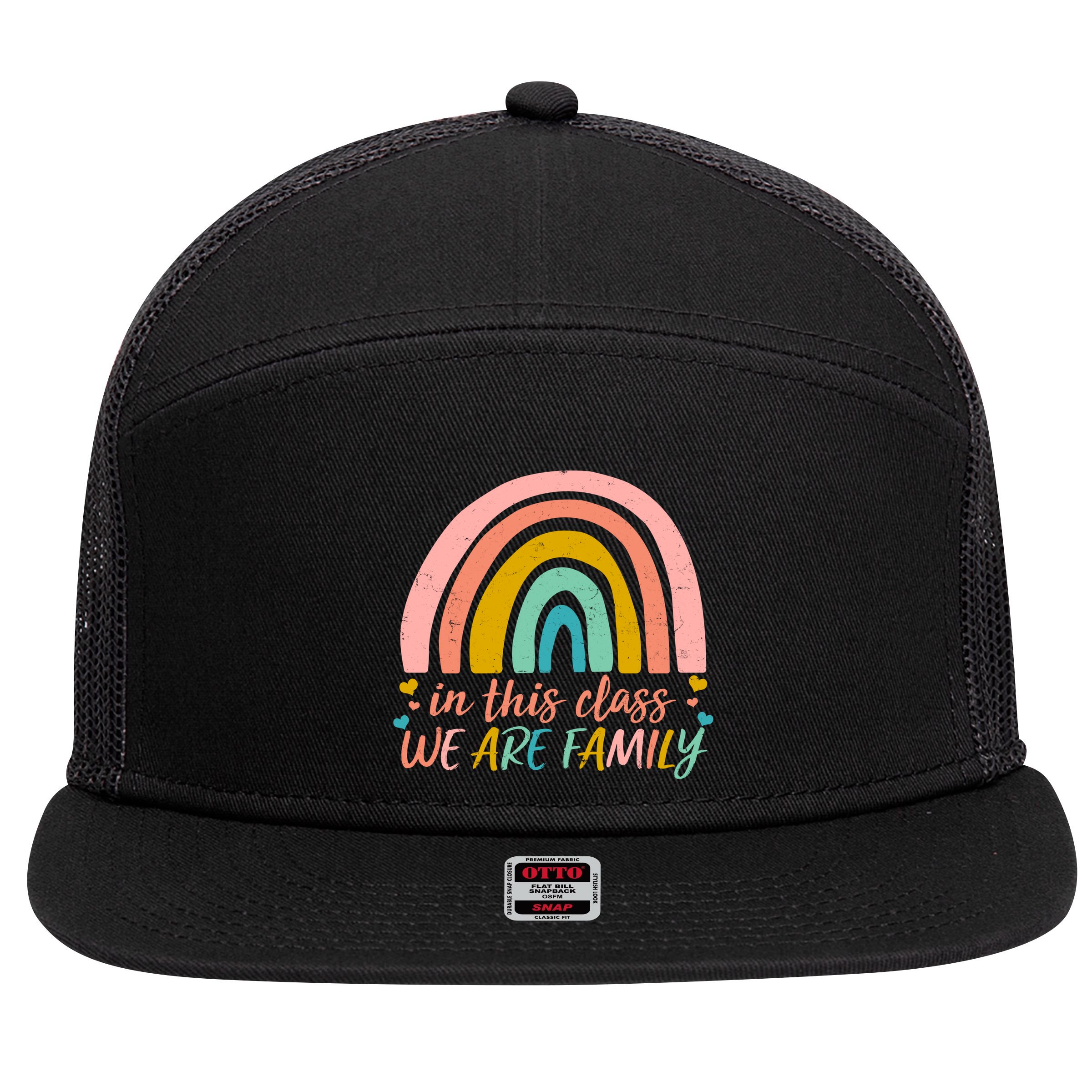 In This Class We Are Family Cute Painted Rainbow 7 Panel Mesh Trucker Snapback Hat