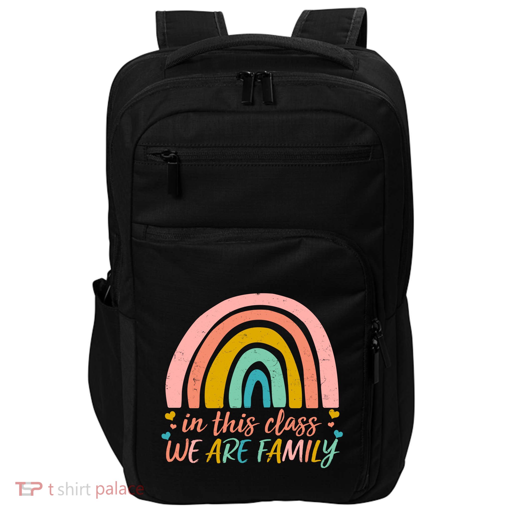 In This Class We Are Family Cute Painted Rainbow Impact Tech Backpack
