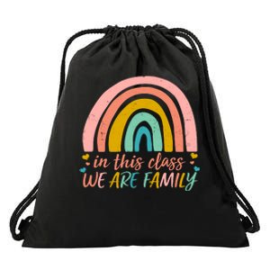 In This Class We Are Family Cute Painted Rainbow Drawstring Bag