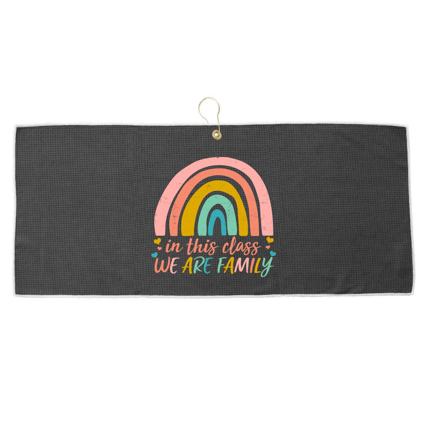 In This Class We Are Family Cute Painted Rainbow Large Microfiber Waffle Golf Towel