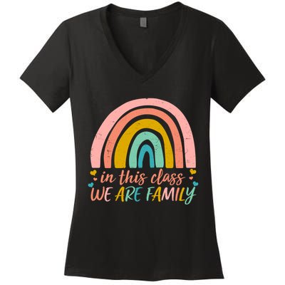 In This Class We Are Family Cute Painted Rainbow Women's V-Neck T-Shirt