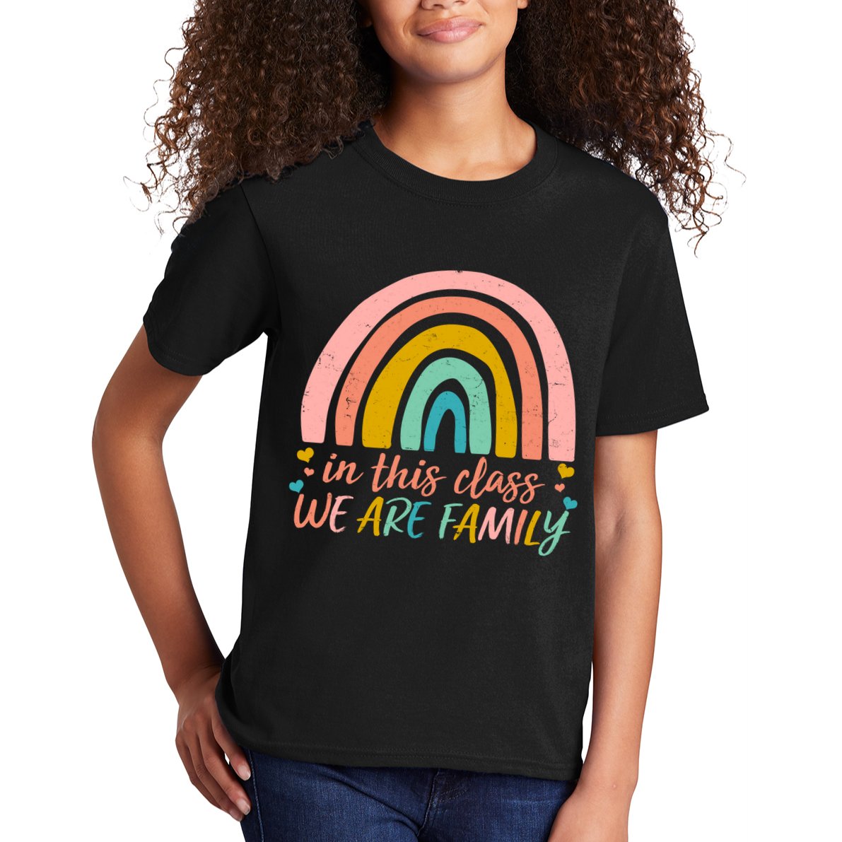 In This Class We Are Family Cute Painted Rainbow Kids T-Shirt
