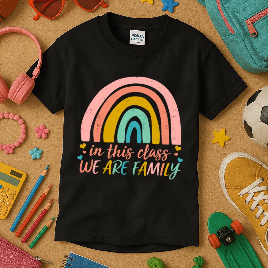 In This Class We Are Family Cute Painted Rainbow Kids T-Shirt