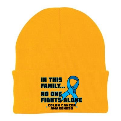 In This Family No One Fights Alone Colon Cancer Knit Cap Winter Beanie