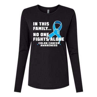 In This Family No One Fights Alone Colon Cancer Womens Cotton Relaxed Long Sleeve T-Shirt