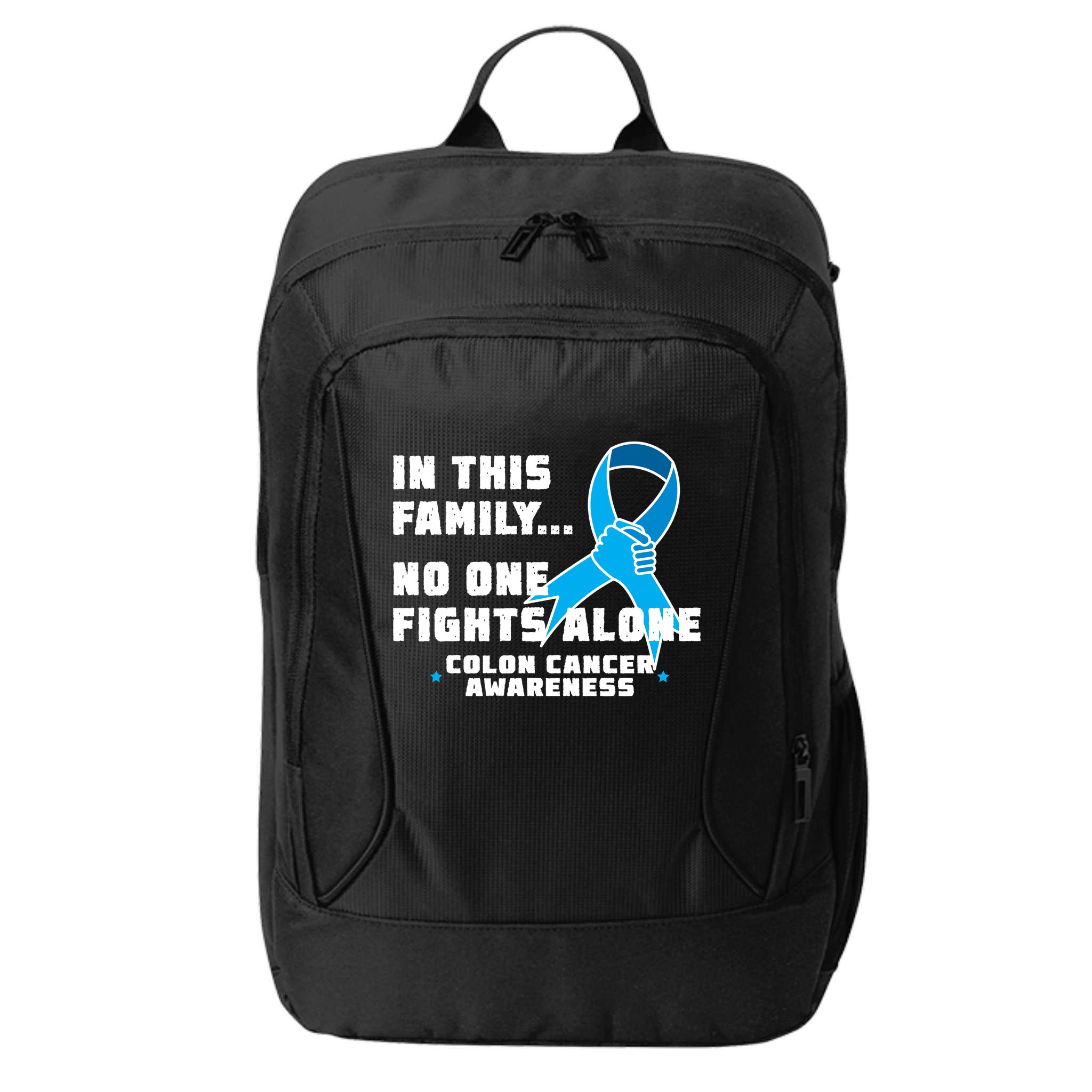 In This Family No One Fights Alone Colon Cancer City Backpack