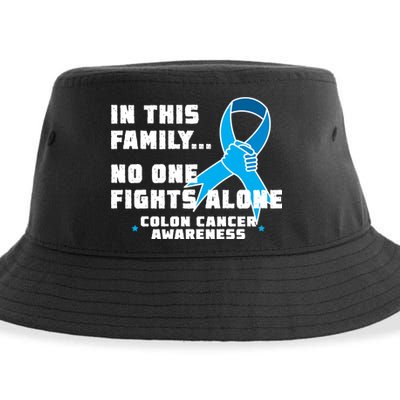 In This Family No One Fights Alone Colon Cancer Sustainable Bucket Hat