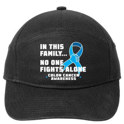 In This Family No One Fights Alone Colon Cancer 7-Panel Snapback Hat