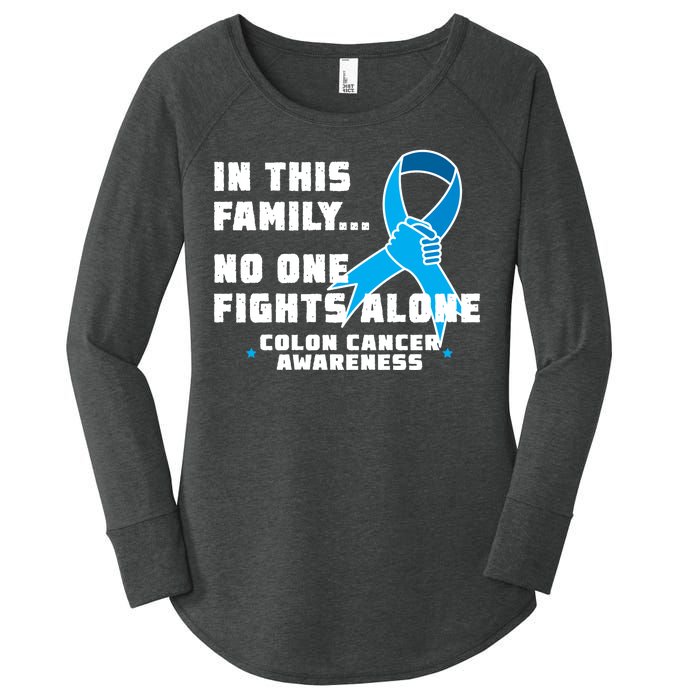 In This Family No One Fights Alone Colon Cancer Women's Perfect Tri Tunic Long Sleeve Shirt