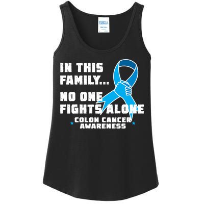 In This Family No One Fights Alone Colon Cancer Ladies Essential Tank