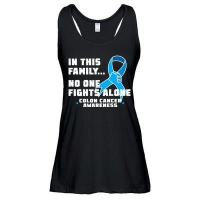 In This Family No One Fights Alone Colon Cancer Ladies Essential Flowy Tank