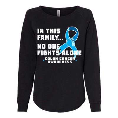 In This Family No One Fights Alone Colon Cancer Womens California Wash Sweatshirt