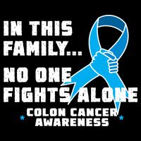 In This Family No One Fights Alone Colon Cancer Short Acrylic Beanie