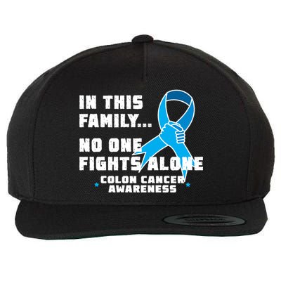 In This Family No One Fights Alone Colon Cancer Wool Snapback Cap