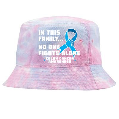 In This Family No One Fights Alone Colon Cancer Tie-Dyed Bucket Hat