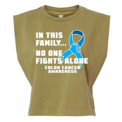 In This Family No One Fights Alone Colon Cancer Garment-Dyed Women's Muscle Tee