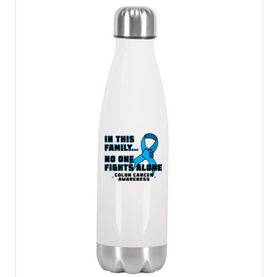 In This Family No One Fights Alone Colon Cancer Stainless Steel Insulated Water Bottle