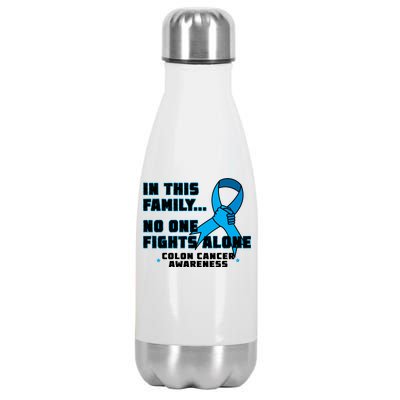 In This Family No One Fights Alone Colon Cancer Stainless Steel Insulated Water Bottle