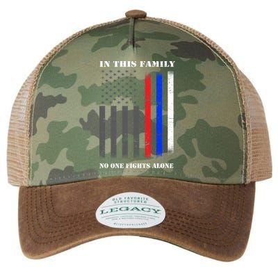 In This Family No One Fights Alone Hero Flag Legacy Tie Dye Trucker Hat